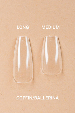 5 x Coffin/Ballerina Medium Clear Tips
